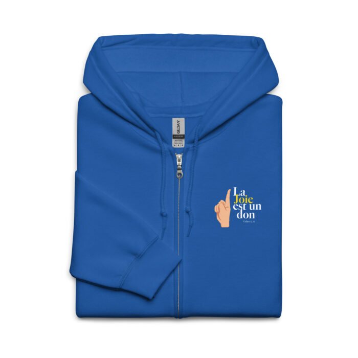 Sweat zippé à capuche chrétien “La joie est un don” | Diverses couleurs – Image 15