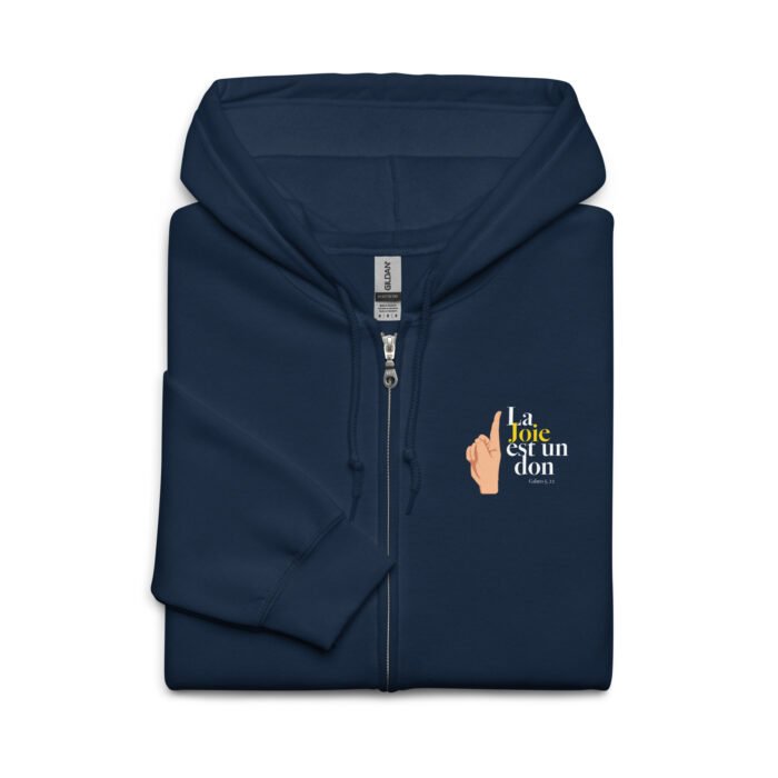 Sweat zippé à capuche chrétien “La joie est un don” | Diverses couleurs – Image 14