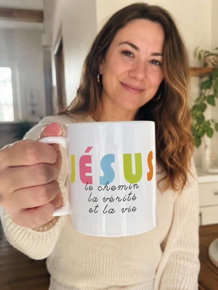 Mug chrétien « Jésus est le chemin, la vérité et la vie » |  blanc – Image 2