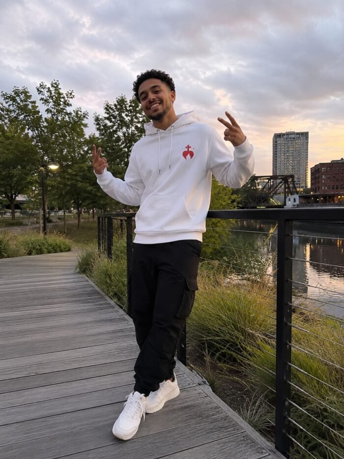 Sweat à capuche brodé "Sacré-Cœur" homme | Hoodie chrétien – Image 4