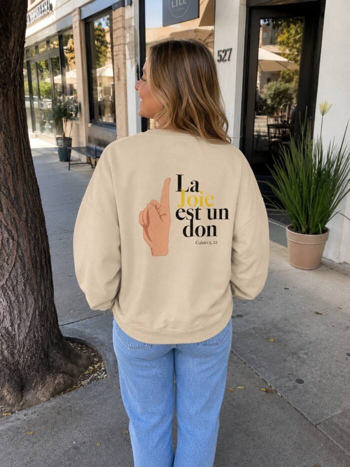 Sweat chrétien femme “La joie est un don” | Couleurs claires – Image 9