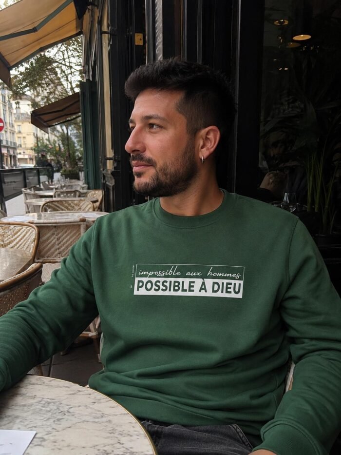 Sweat chrétien homme “Possible à Dieu” | Diverses couleurs – Image 19