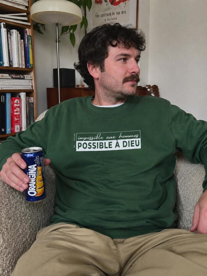 Sweat chrétien homme “Possible à Dieu” | Diverses couleurs – Image 21