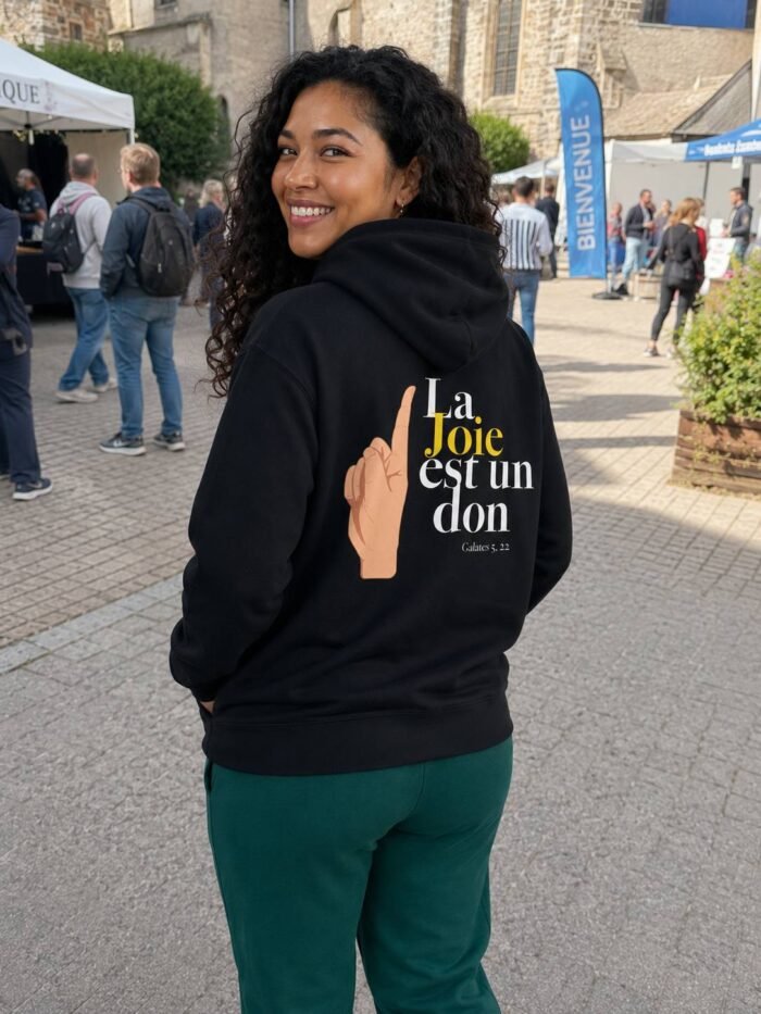 Sweat zippé à capuche chrétien “La joie est un don” | Diverses couleurs – Image 2