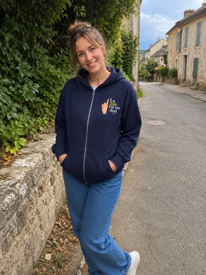 Sweat zippé à capuche chrétien “La joie est un don” | Diverses couleurs – Image 5