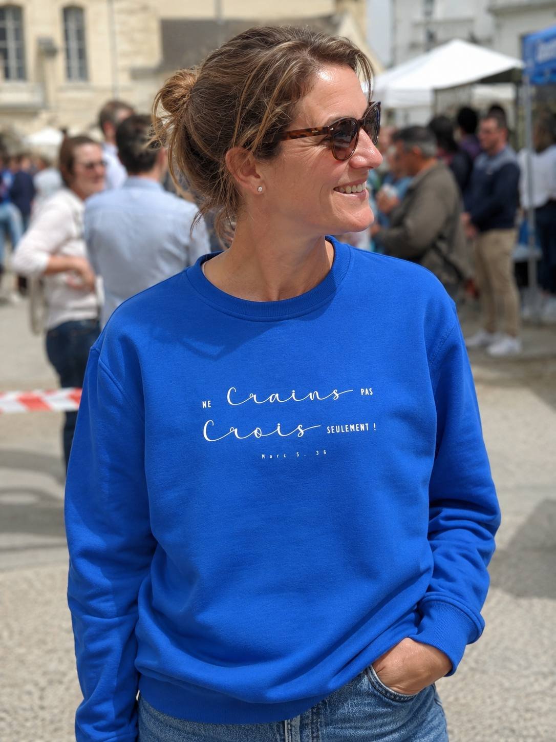 sweatshirtchretienfemmenecrainspasbleu