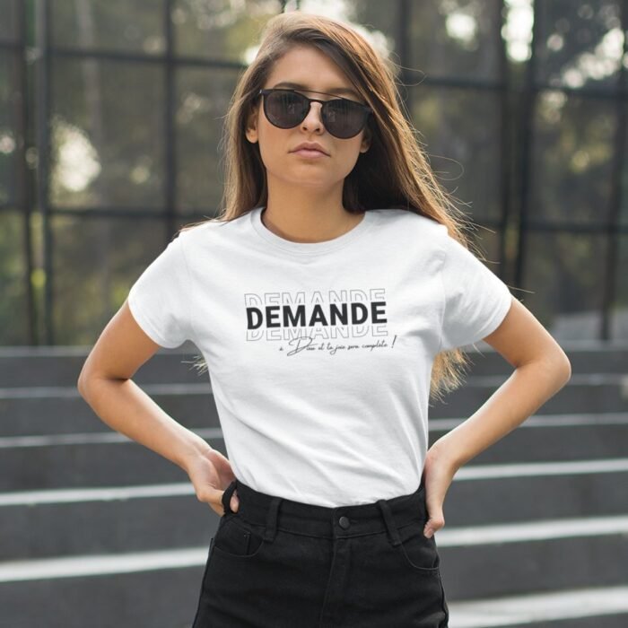 T-shirt chrétien femme “Demande à Dieu” | blanc – Image 2
