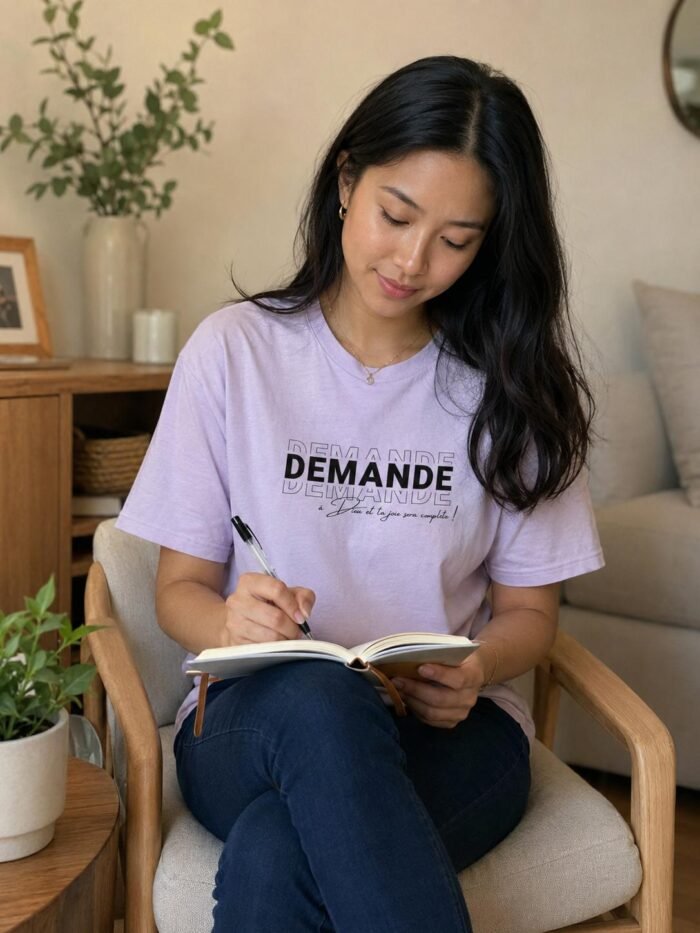 T-shirt chrétien femme “Demande à Dieu” | blanc – Image 11