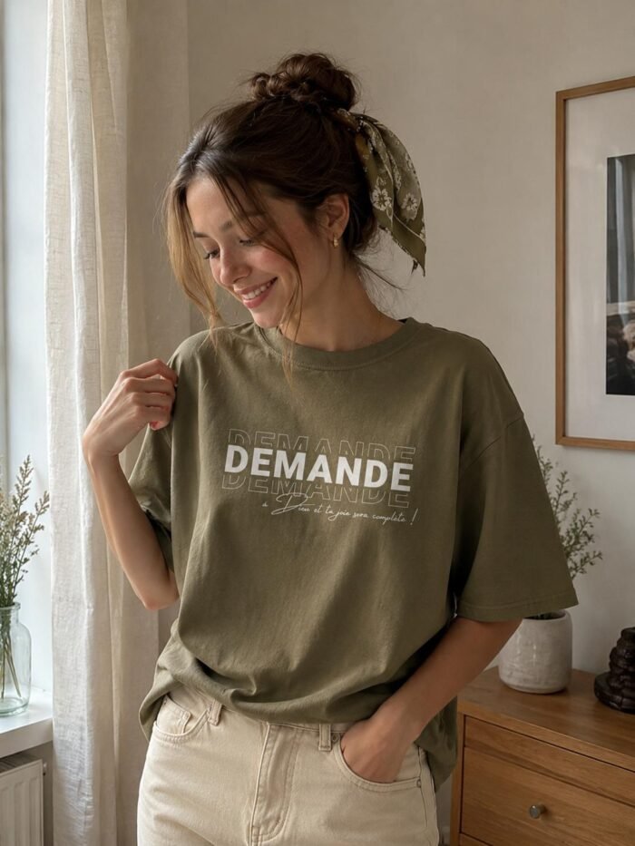 T-shirt chrétien femme “Demandez et vous recevrez” | Diverses couleurs