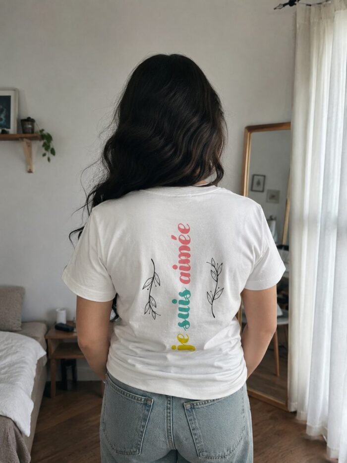 T-shirt chrétien femme “Je suis aimée” | blanc – Image 4