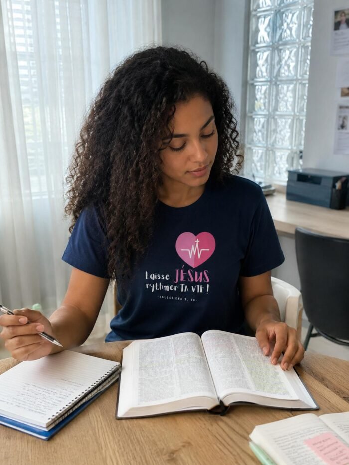 T-shirt chrétien femme “Laisse Jésus rythmer ta vie” – Image 4