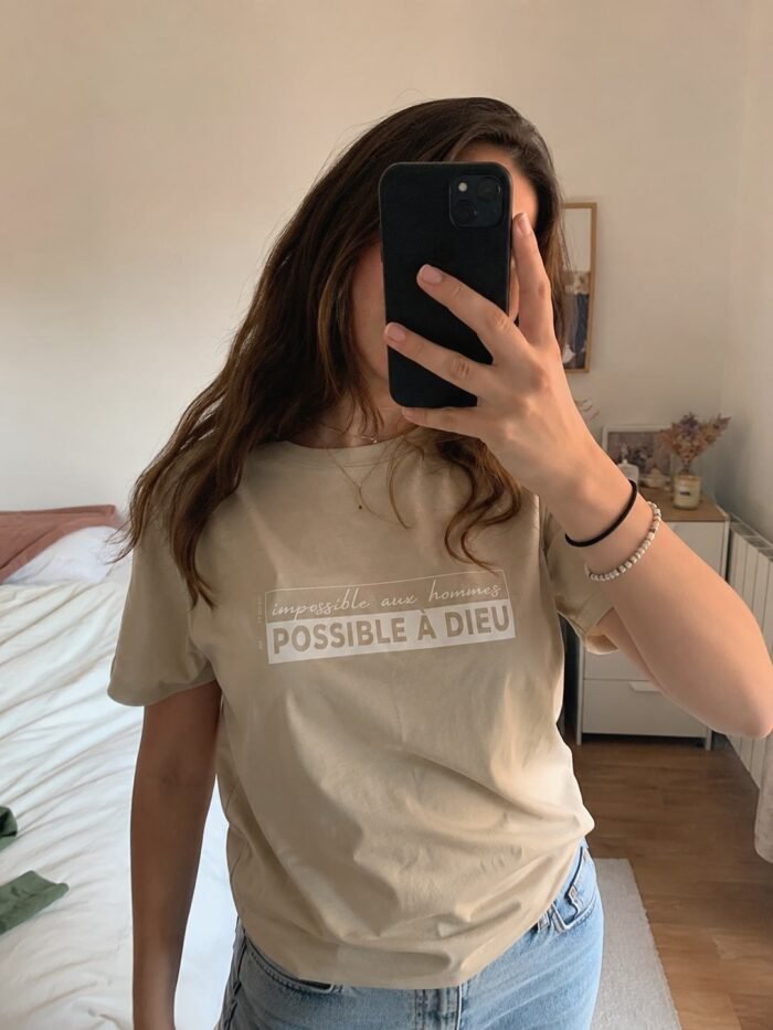 T-shirt chrétien femme “Possible à Dieu” | Diverses couleurs – Image 5