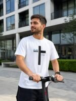 T-shirt chrétien homme «Jésus sauve» | blanc
