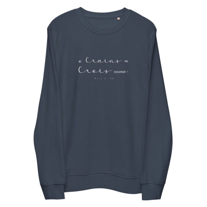 sweatshirt chretien femme ne crains pas bleu marine