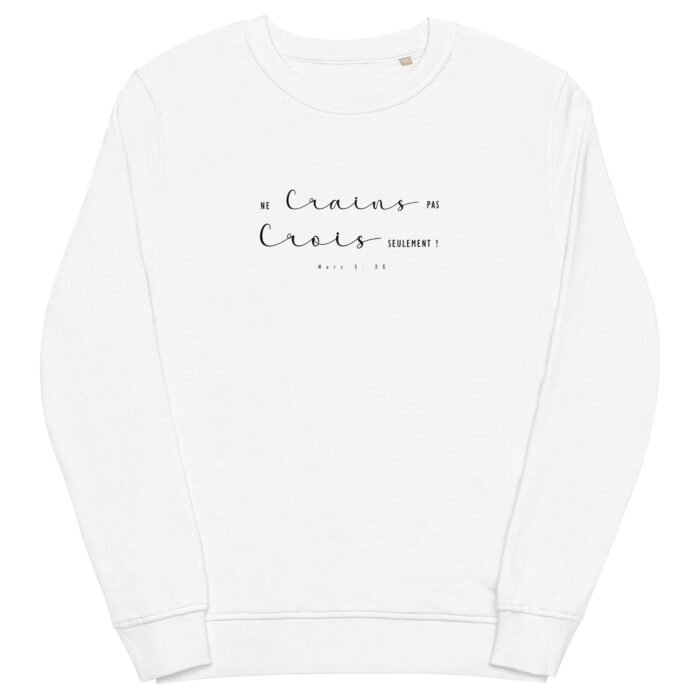 sweatshirt chretien blanc ne crains pas femme